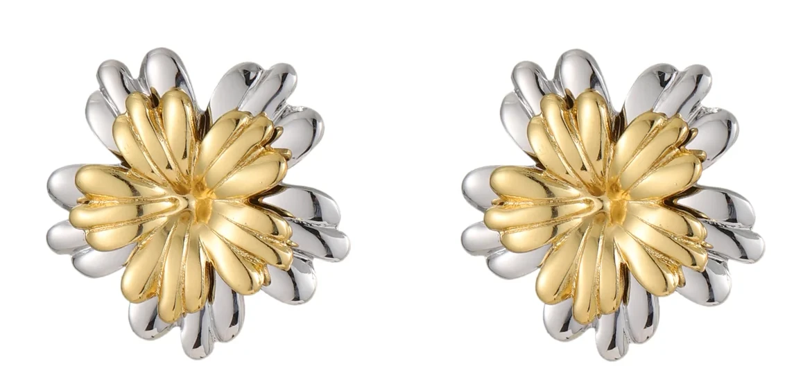 Aros de acero quirurgico flor bicolor 22mm